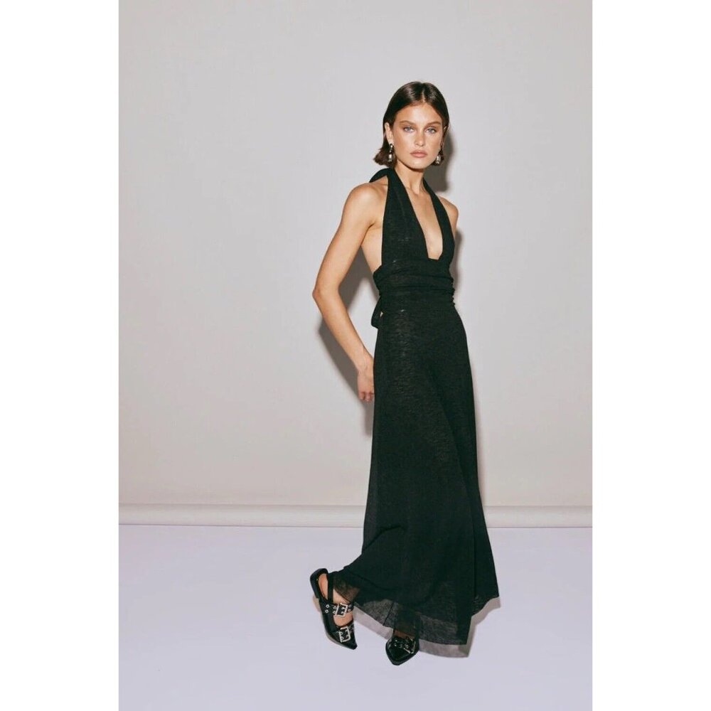 VRG GRL - WHEN IN ITALY HALTER Midi Italian DRESS- AUSTRALIAN Size 8 -NWT US Sz4